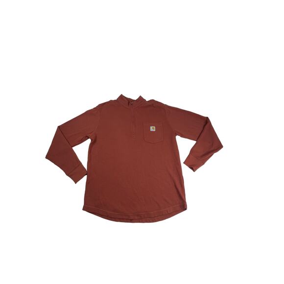 Men’s Carhartt 1/4 Zip Pullover Sweatshirt Size L Rust/orange Relax Fit j1 - Picture 1 of 5